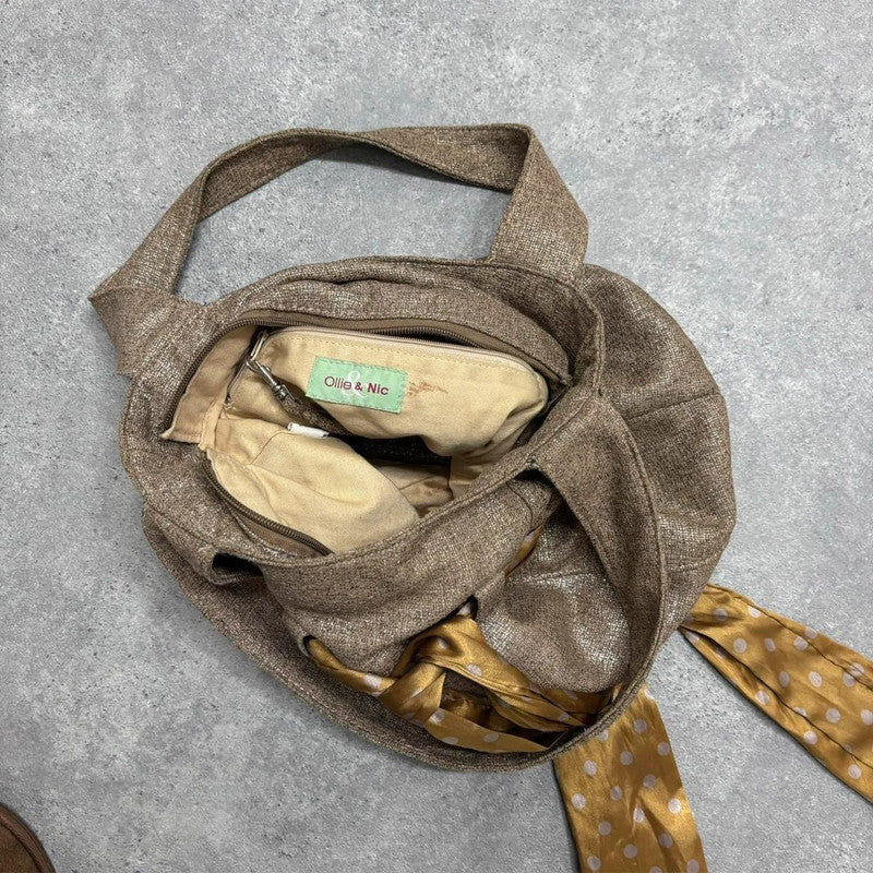 brown bow shoulder bag
