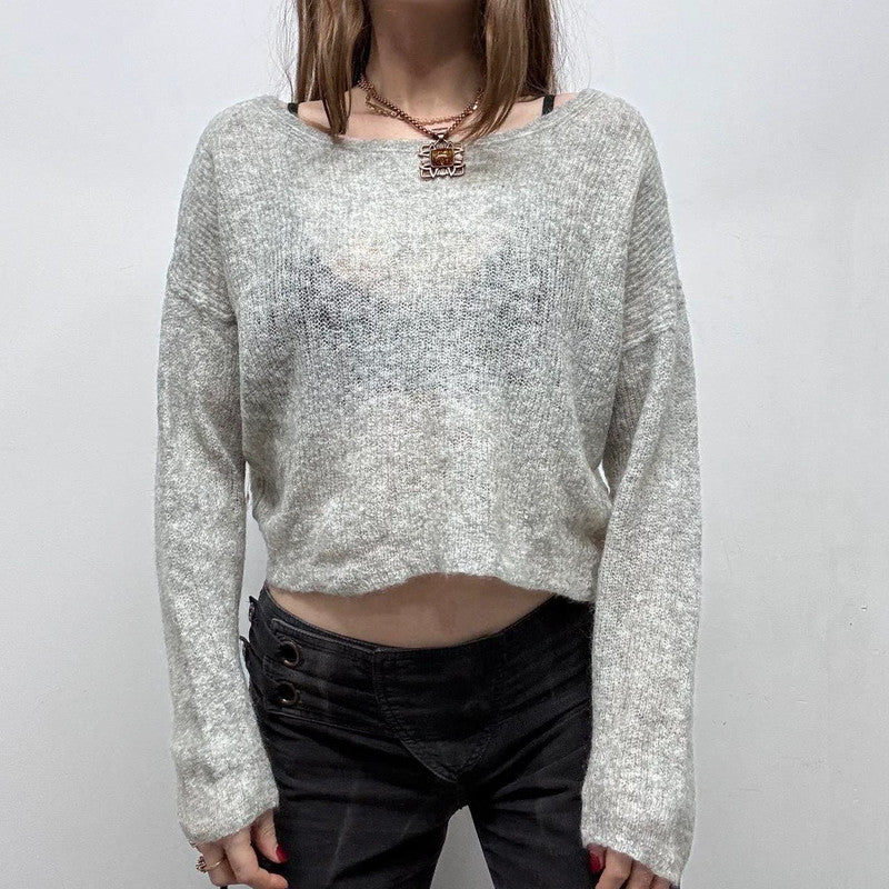 sheer mohair knit cropped jumper