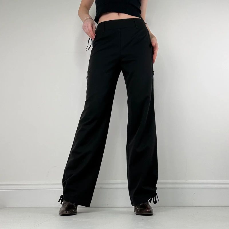 Cop Copine zip leg wide leg black trousers
