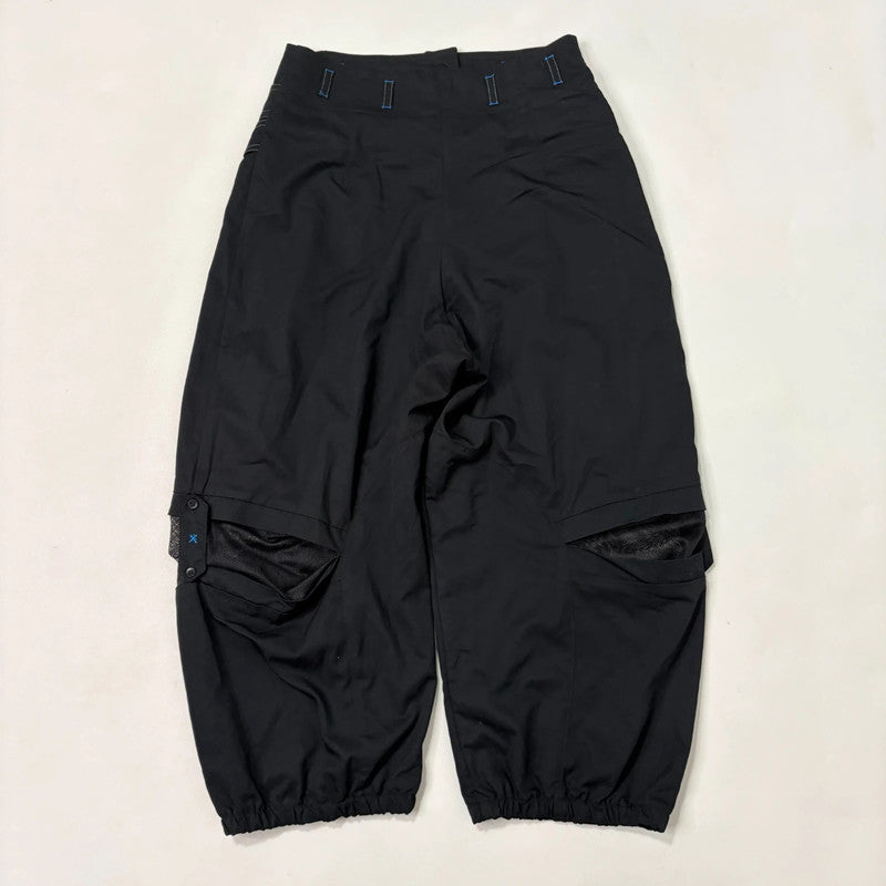 black structured barrel trousers