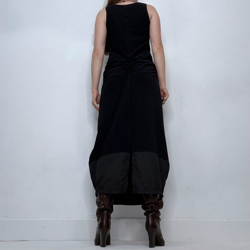 black structured barrel maxi dress