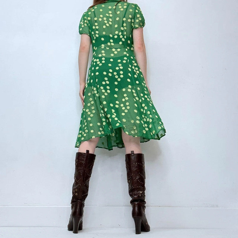 sheer green polkadot sun dress