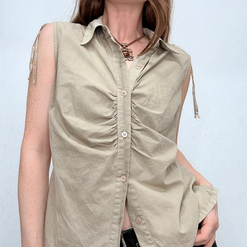 khaki gathered vest top