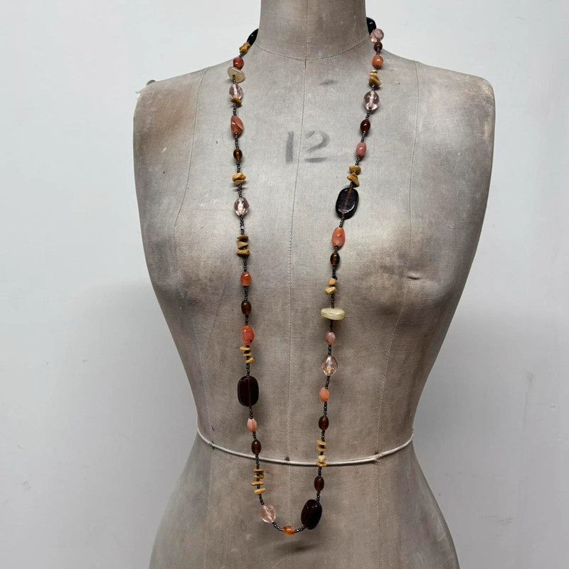long crystal beaded boho necklace