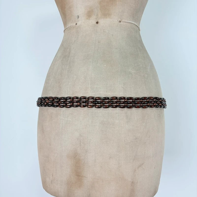 Brown beaded waist chain belt