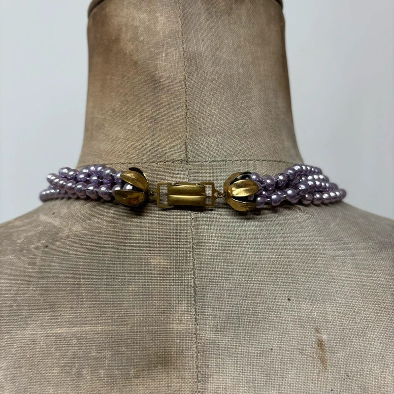 layered pearl metallic necklace