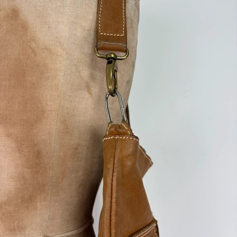 Soft light brown leather cargo boho bag