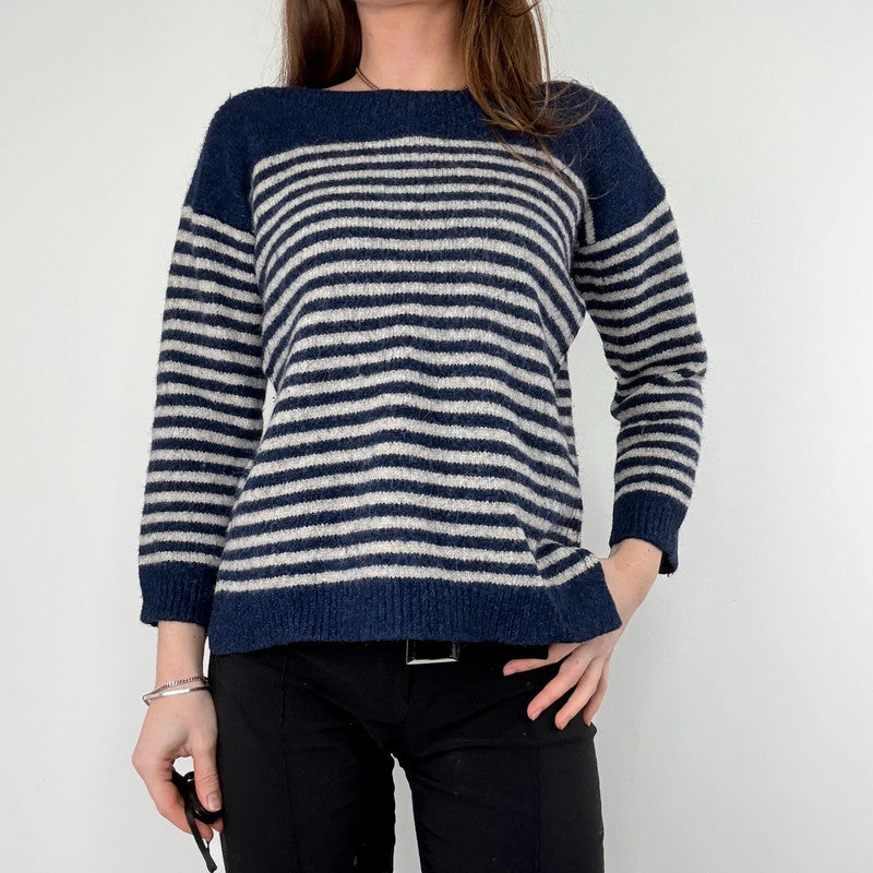 Soeur navy and white striped wool knit jumper