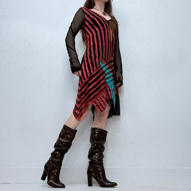 distressed asymmetric midi dress