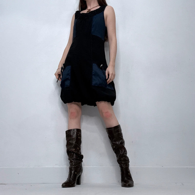 structured puff navy and black
