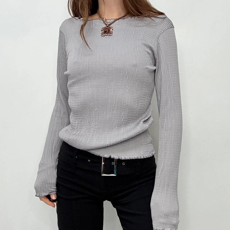 slouchy crinkle wide neck top