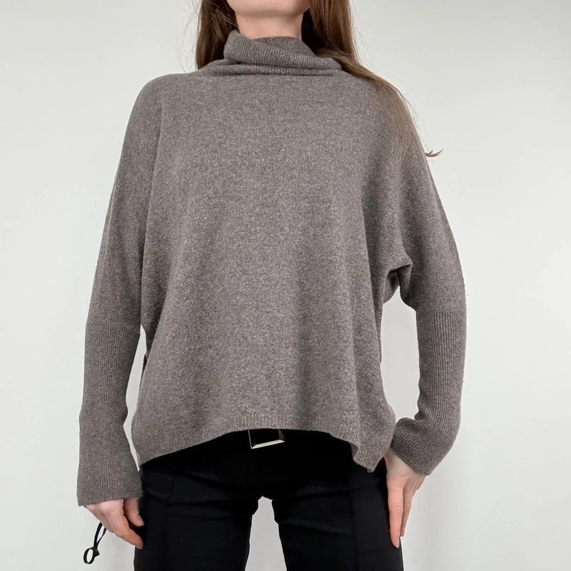 brown slouchy cashmere batwing jumper