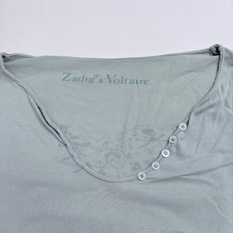 sheer slouchy green cotton long sleeve t-shirt