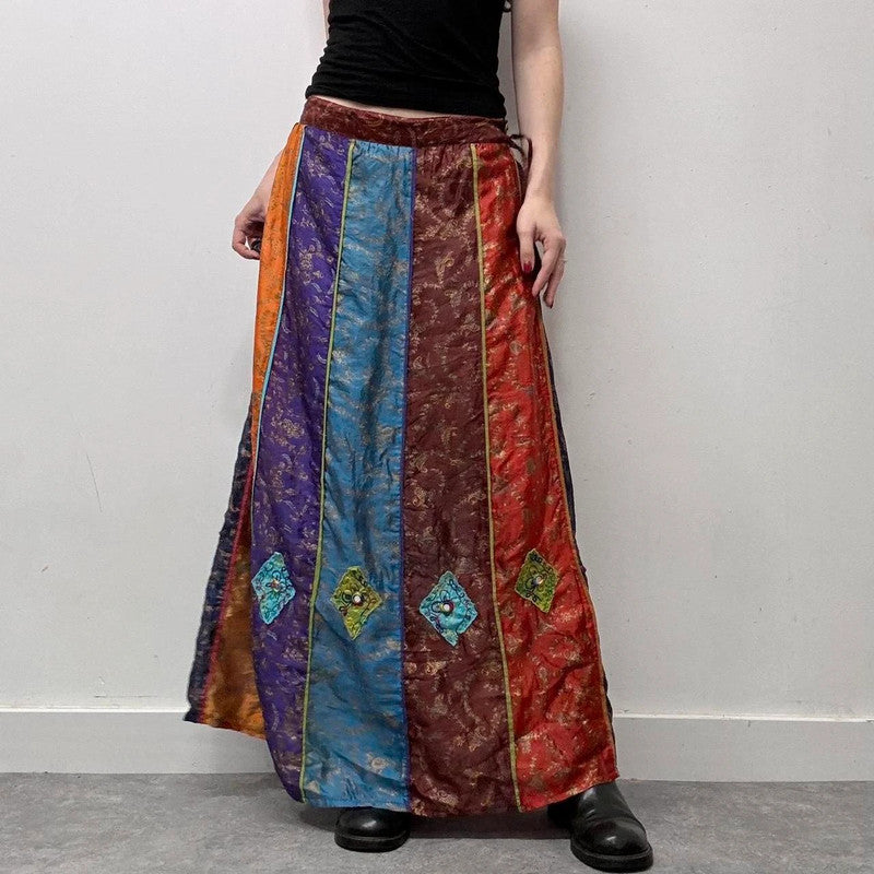 silk paisley hippie maxi skirt