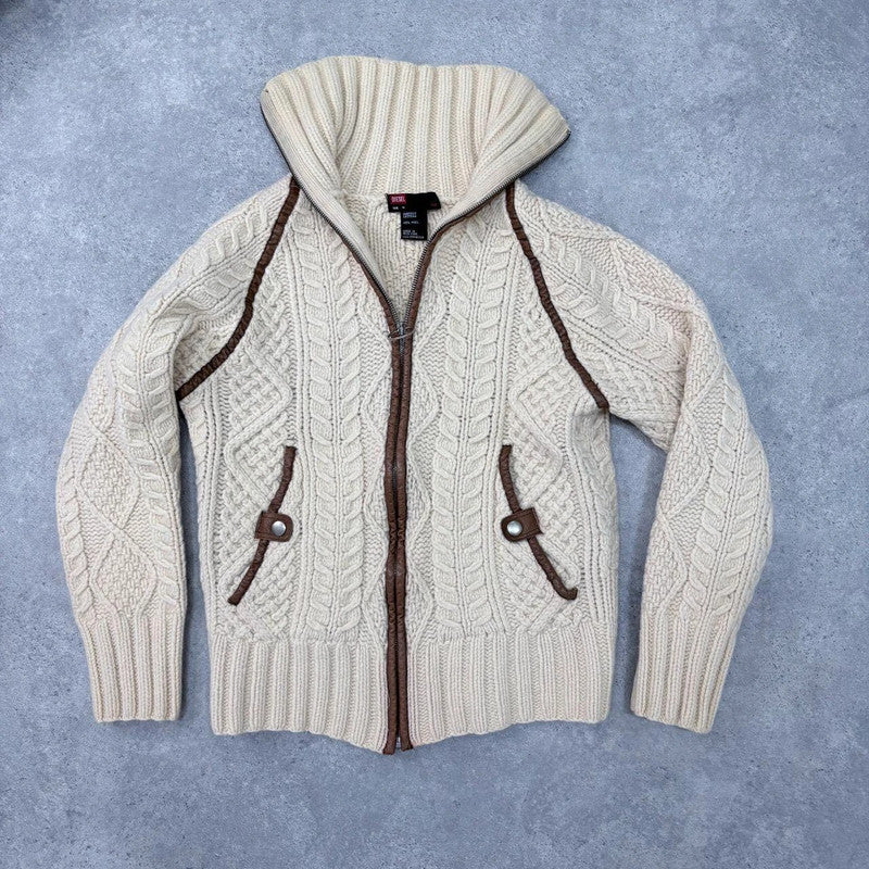 wool cable knit Diesel cardigan