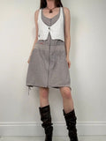 Grey pinstriped layered waistcoat dress