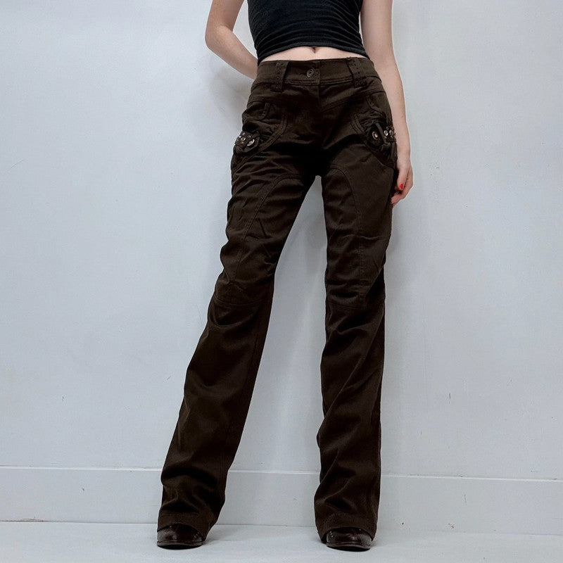 brown low rise y2k engineered style jeans