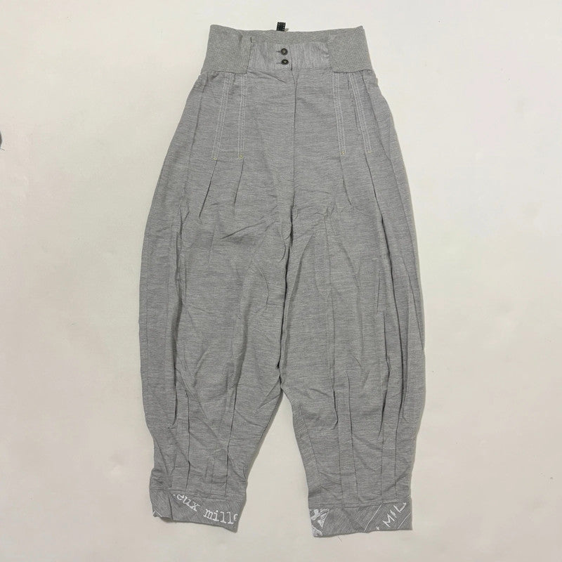 Grey pleated barrel suit pants