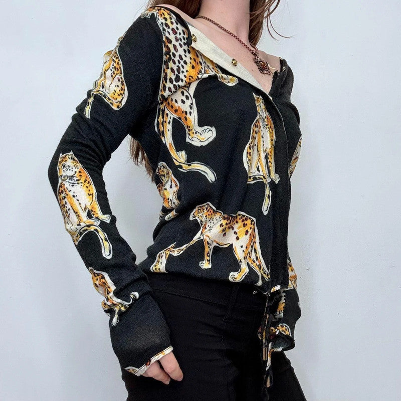 Roberto Cavalli knitted leopard print cardigan