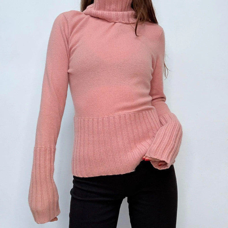 pink cashmere high neck jumper