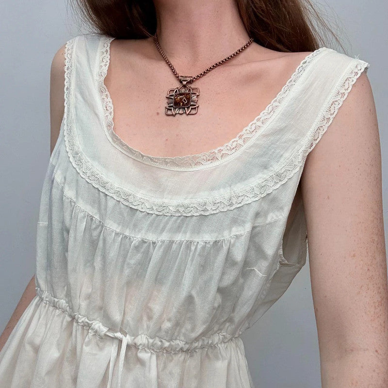 white cotton lace flare cami