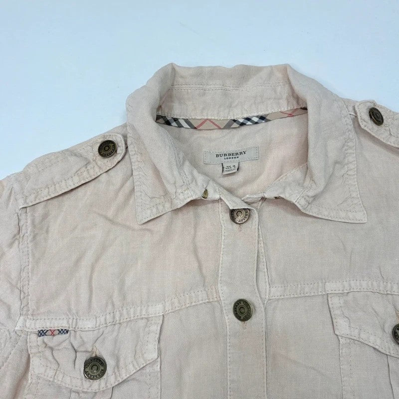 Linen cargo Burberry button through summer dress