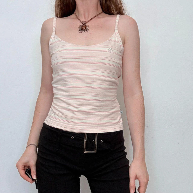 Adidas pink striped vest top