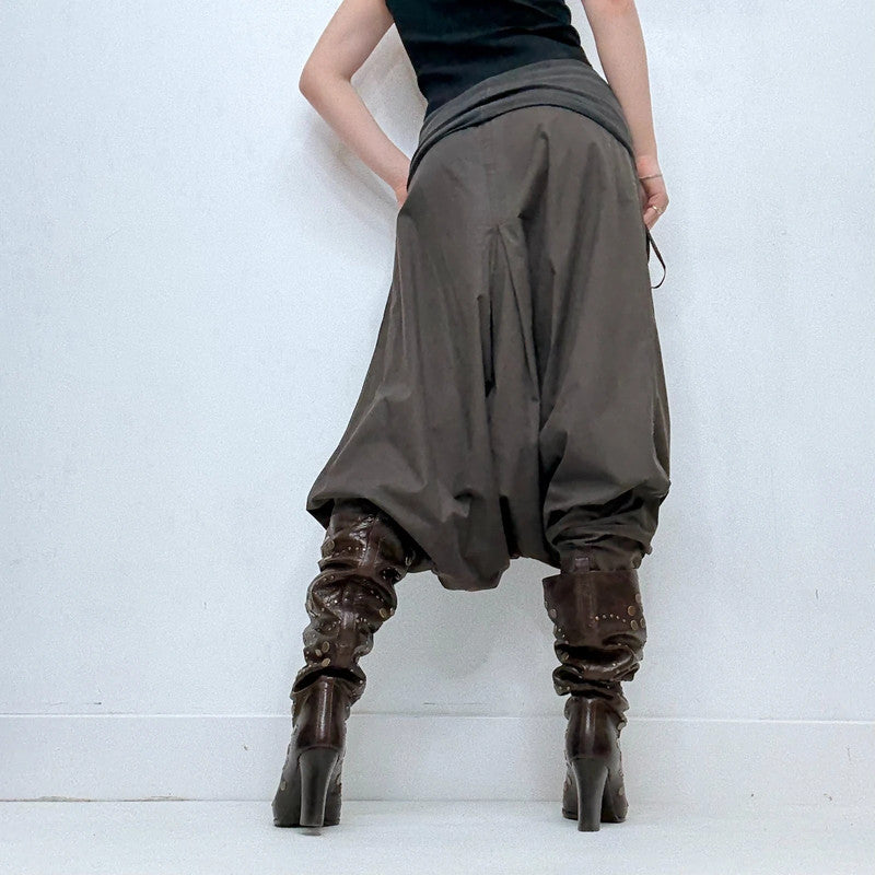 Cop Copine brown drop waist batwing slouchy trousers