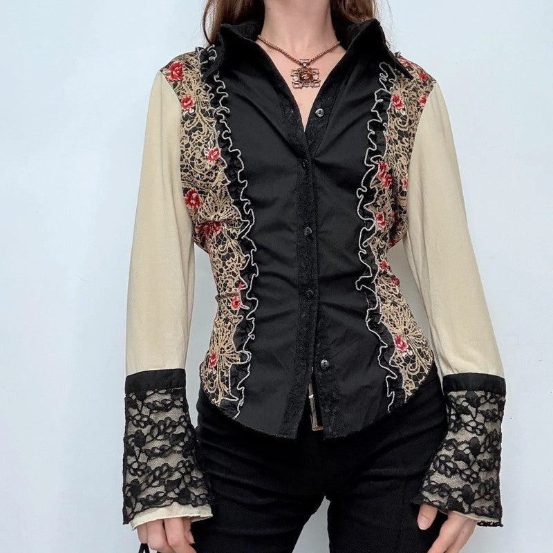 lace western flared fitted shirt