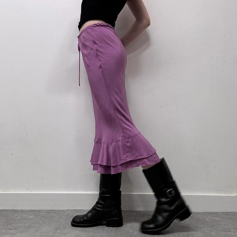 Silk bias cut 90s lace skirt