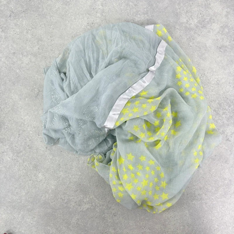 Sheer grey cotton shawl boho patchwork scarf