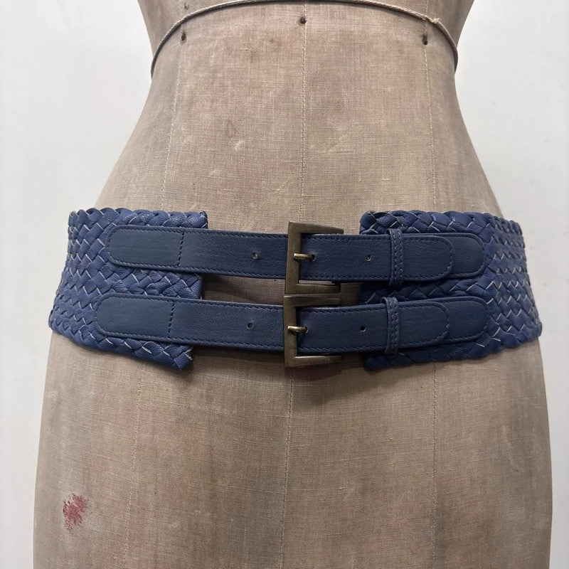 woven leather chunky belt