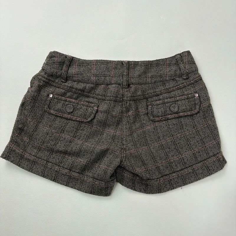 brown tweed velvet bow mini skirts