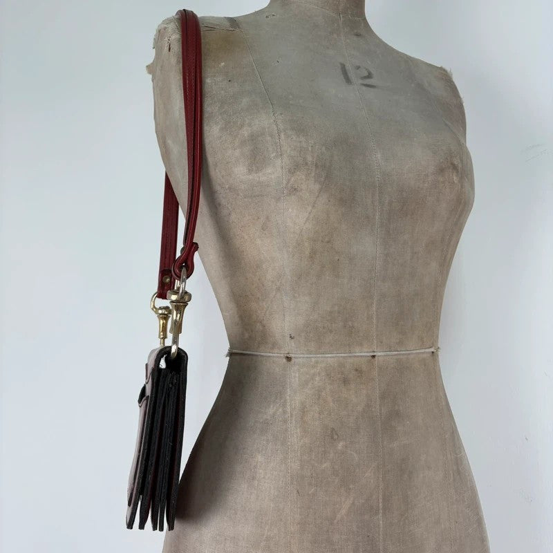 Red leather minimalistic shoulder handbag