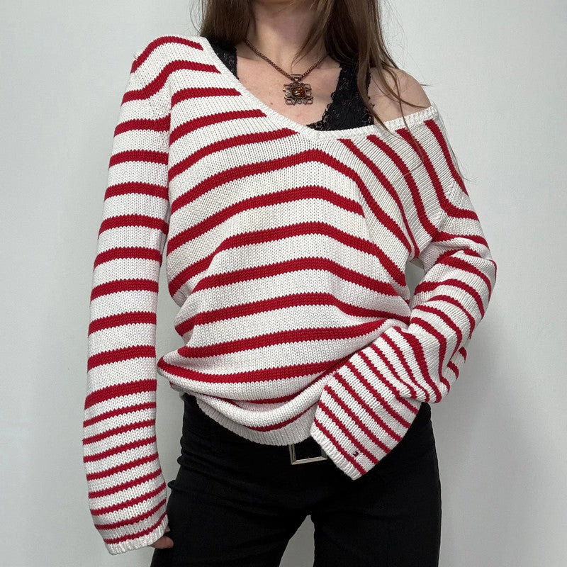 oversized slouchy striped knit jumper