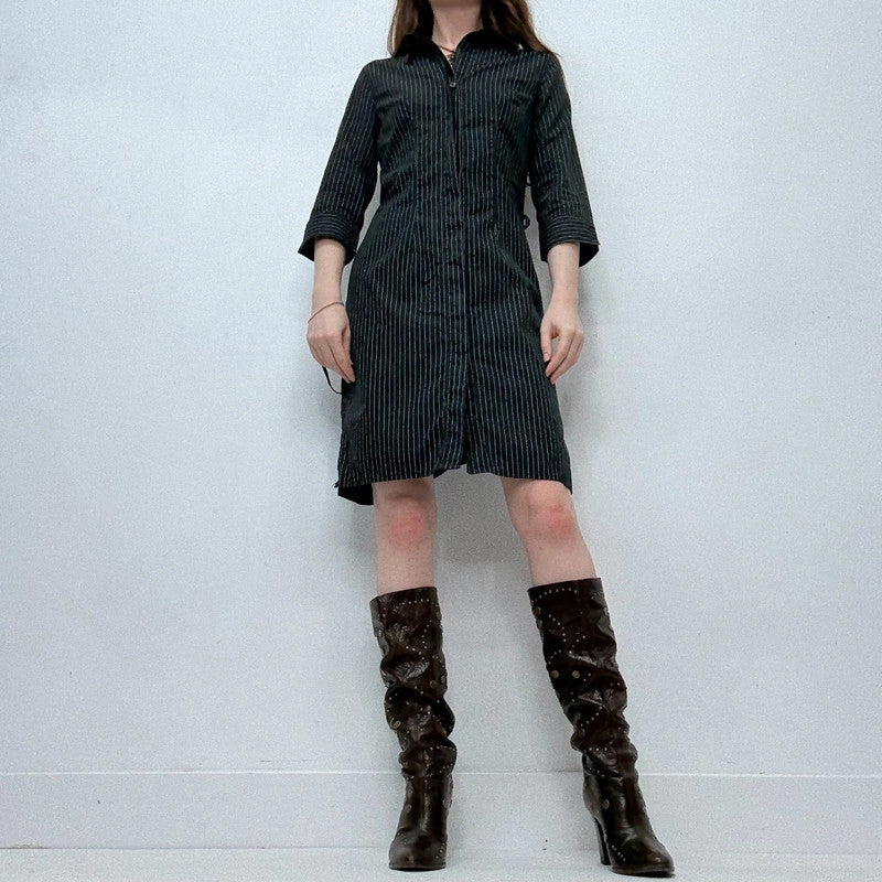 black mini shirt dress