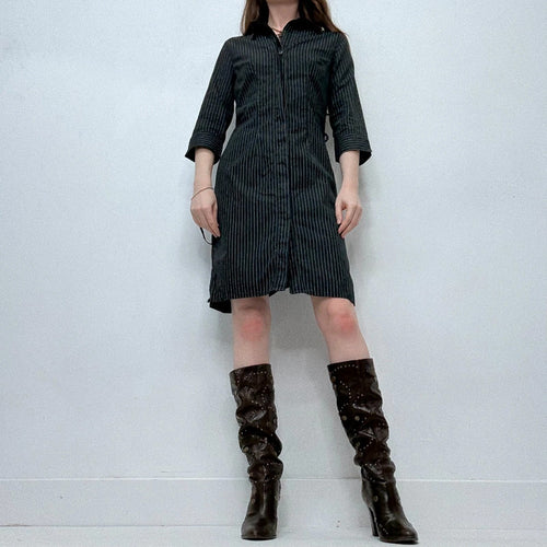 black mini shirt dress