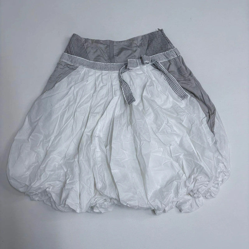 white gathered pleated puff skirt