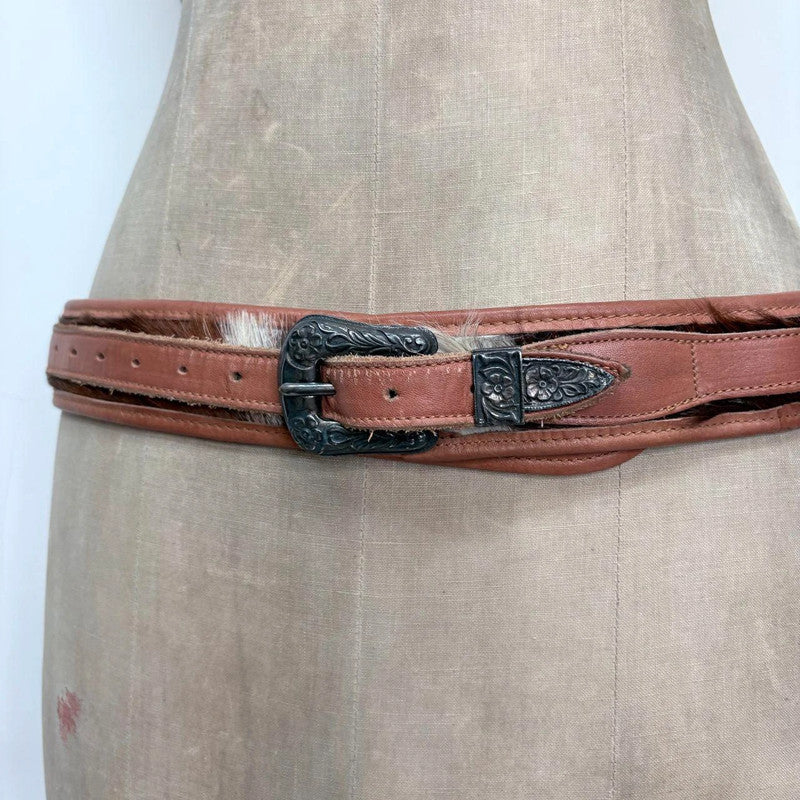 cowhide pony leather western belt