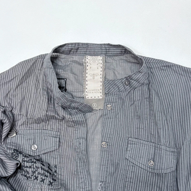 grey pinstripe long sleeve shirt dress