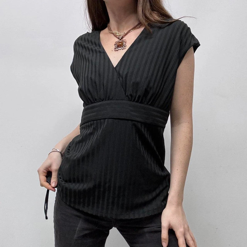 black ribbed pinstripe shirt
