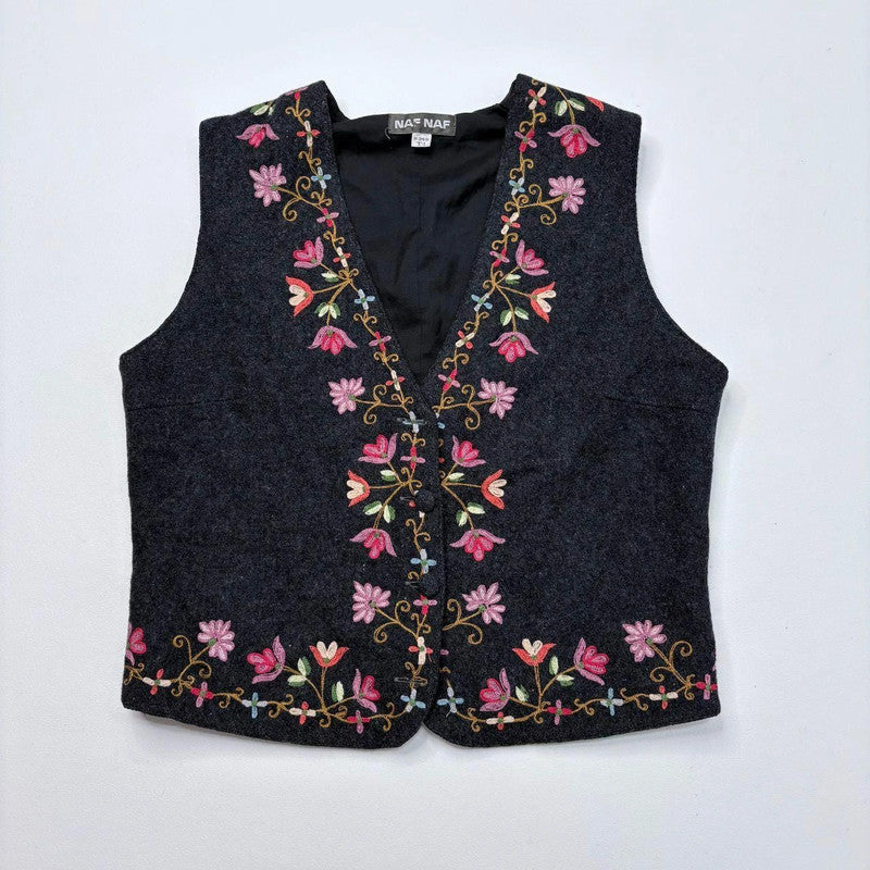 floral embroidered boho waistcoat
