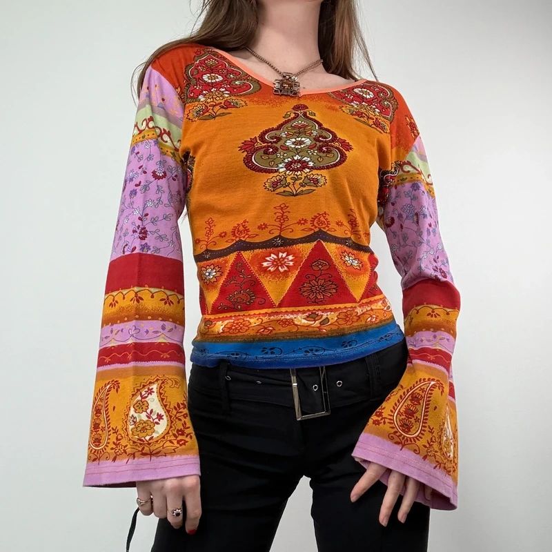 Paisley Flared Sleeve Hippie T-Shirt