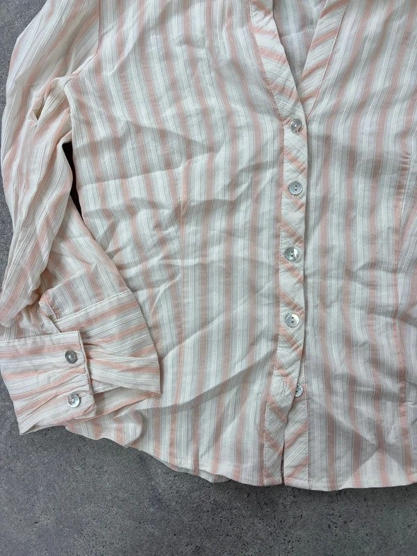 Pink and cream preppy cropped shirt