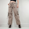 brown low rise tech trousers
