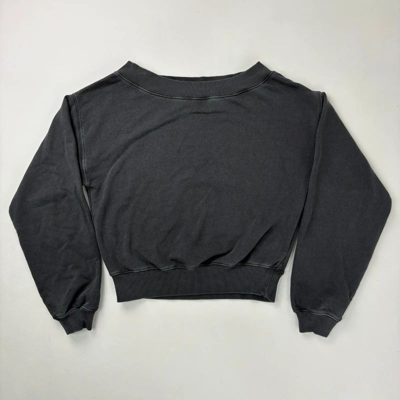 grey slash neck cropped sweater