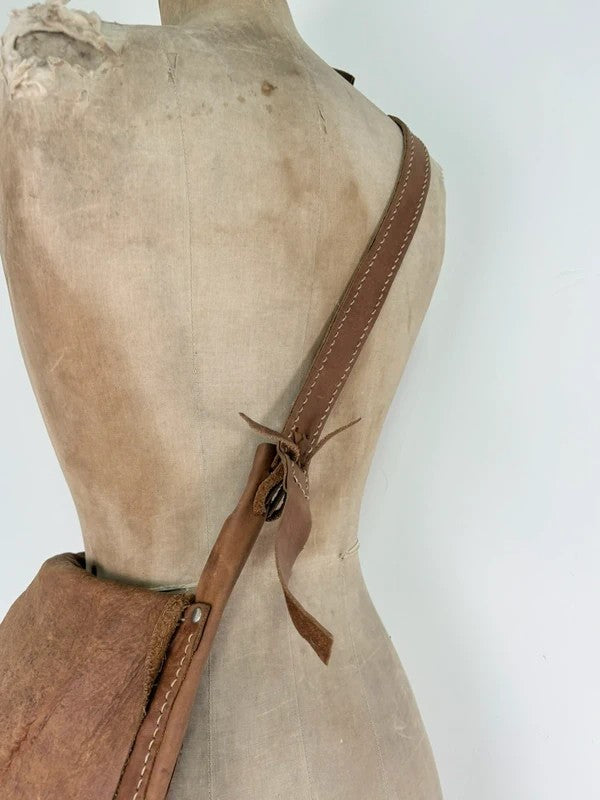 Vintage tan boho fringe satchel suede bag