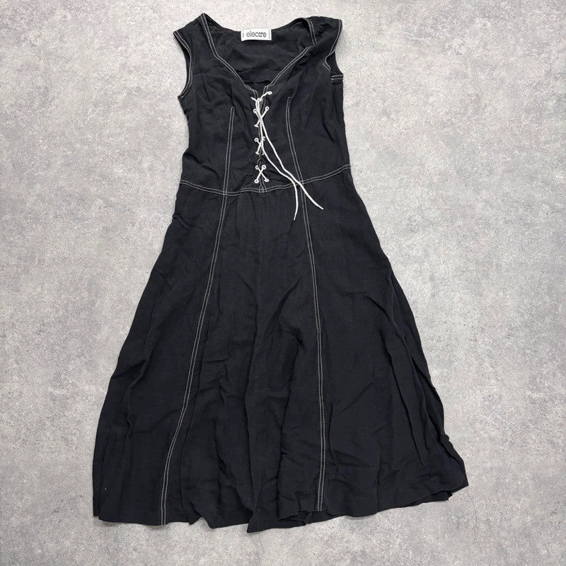 black grunge corset maxi dress