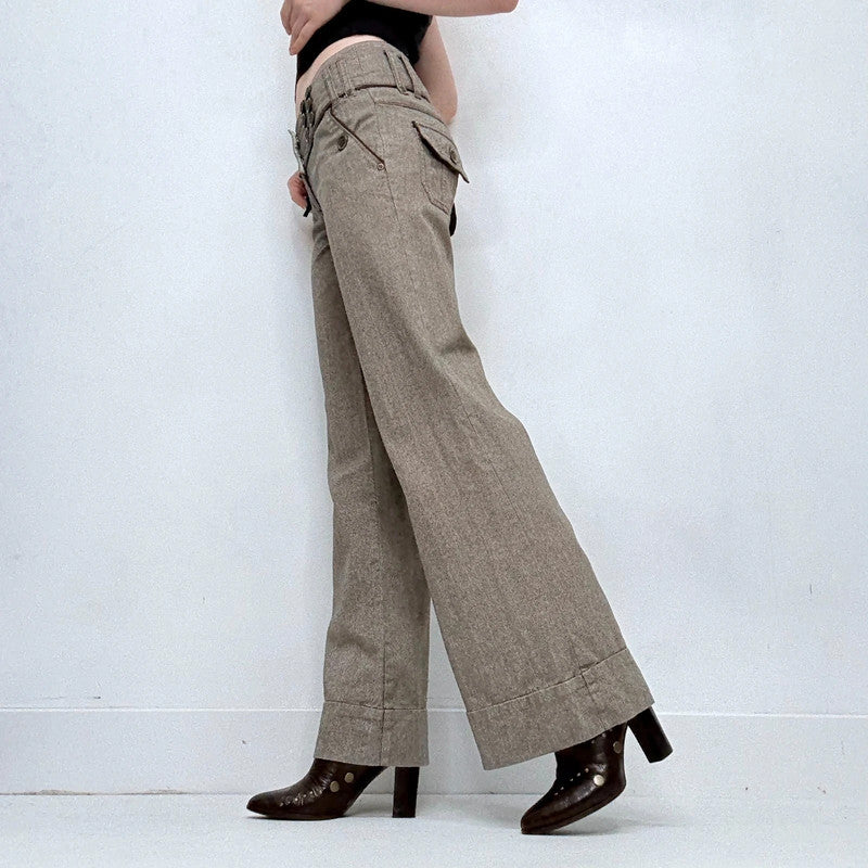 button corset waistband low rise suit pants
