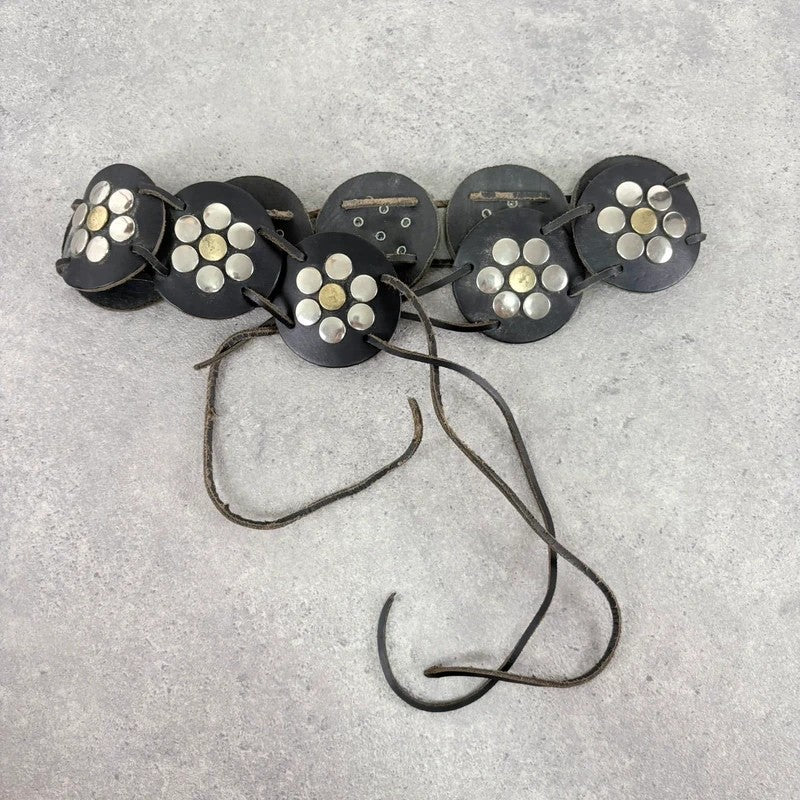 Black leather studded circle belt